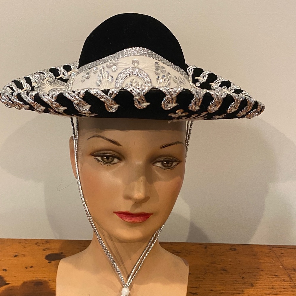 Kids Sombrero Salazar authentic Mexican hat kids size black and silver costume